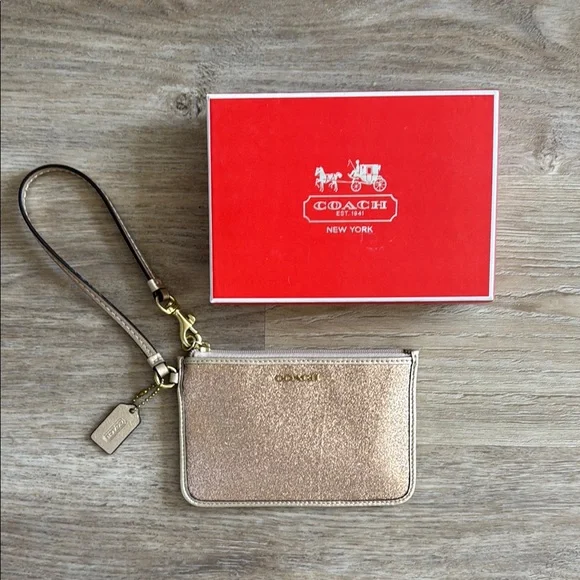 Coach Gold Shimmer Wristlet Clutch - Picture 2 of 4